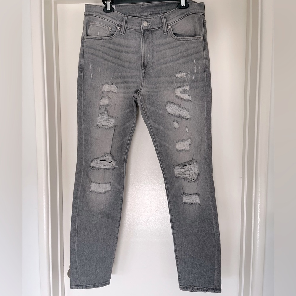 Men’s Distressed Grey Skinny Jeans Size 34x32
